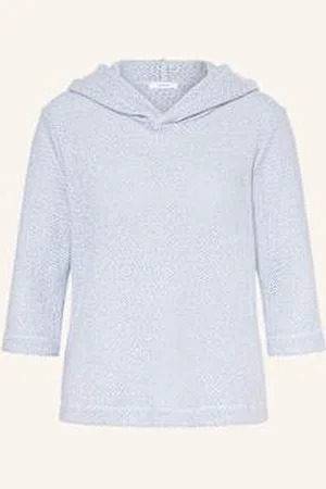 Opus Bluza Z Kapturem Z Dzianiny Sukufi Z Rękawami 3/4 blau