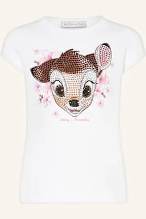 MONNALISA T-Shirt Z Obszyciem Ozdobnymi Kamykami weiss