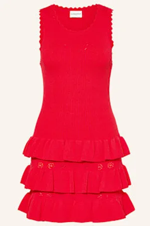 Claudie Pierlot Sukienka Z Dzianiny Z Falbankami rot