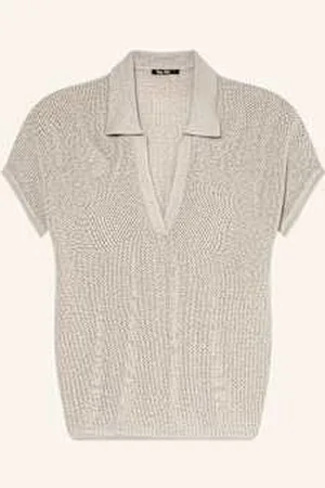 Marc Aurel Dzianinowa Koszulka Polo Z Błyszczącą Przędzą beige