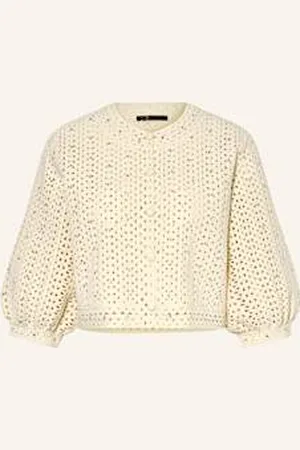 Maje Kardigan Z Rękawami 3/4 Z Ozdobnymi Kamykami beige