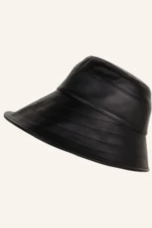 The Attico Czapka Rybacka Ze Skóry schwarz