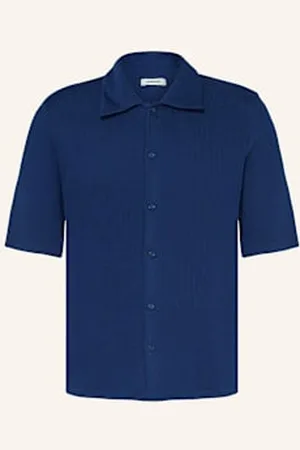 Sandro Koszula Z Krótkim Rękawem Slim Fit Z Plisami blau