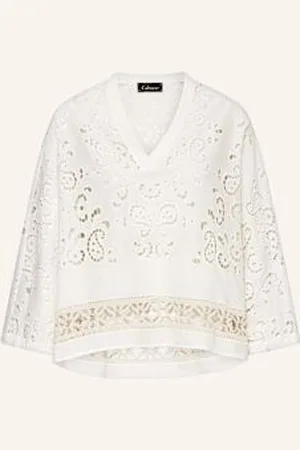 Grace Koronkowe Poncho weiss