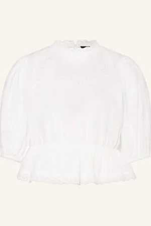 Gina Tricot Bluzka Z Dziurkowaną Koronką weiss