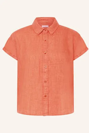 Knowledge Cotton Apparal Koszula Aster Z Lnu orange