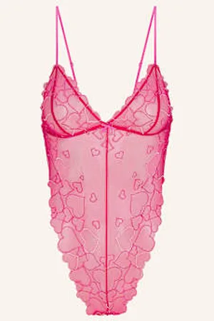 SKIMS Body Ze Stringami Embroidered Tulle rot