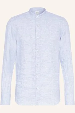 Finamore Koszula Z Lnu Tokyo Lorenzo Slim Fit Ze Stójką blau