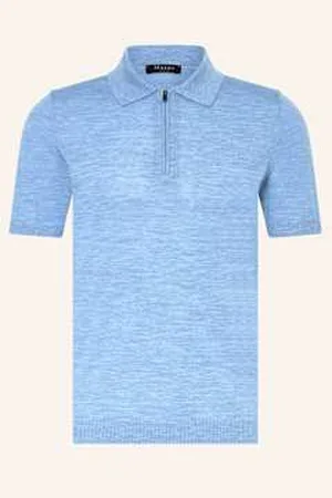 Maerz Koszulka Polo Z Dzianiny Z Wełny Merino blau