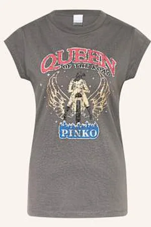 Pinko T-Shirt Z Obszyciem Ozdobnymi Kamykami grau