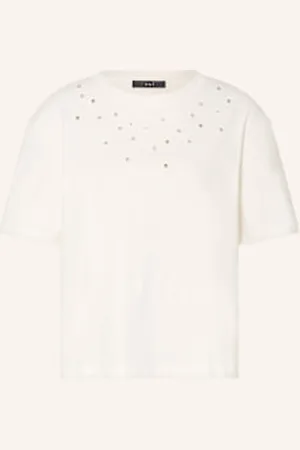 Oui T-Shirt Z Obszyciem Ozdobnymi Kamykami weiss