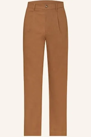 Calvin Klein Chinosy Relaxed Tapered Fit Z Dodatkiem Lnu braun