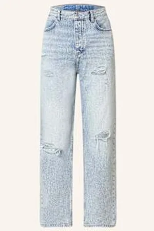 Hugo Blue Jeansy W Stylu Destroyed Nate Baggy Fit blau