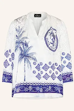 Grace Bluzka Z Satyny Z Rękawami 3/4 blau