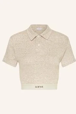 Loewe Krótka Dzianinowa Koszulka beige