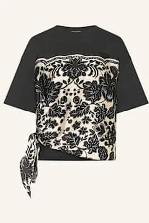 Sandro T-Shirt Z Mieszanki Materiałów schwarz