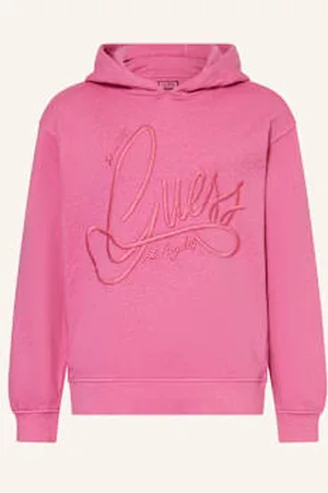 Guess Bluza Z Kapturem Oversize pink