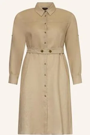 Persona by Marina Rinaldi Sukienka Koszulowa Pedale Z Lnu beige