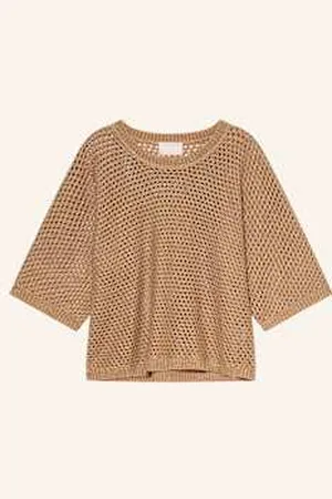 Hemisphere Sweter Z Lnu Z Błyszczącą Przędzą braun