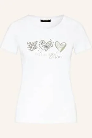 More & More T-Shirt Z Obszyciem Ozdobnymi Kamykami weiss