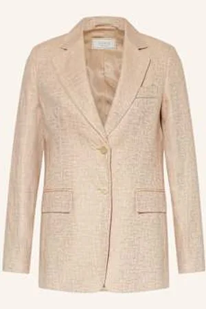 PESERICO SIGN Blezer Z Lnu Z Ozdobnymi Perełkami beige
