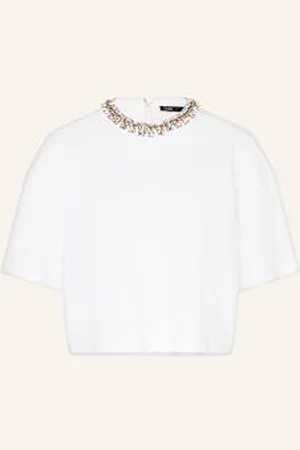 Maje T-Shirt Z Obszyciem Ozdobnymi Kamykami weiss