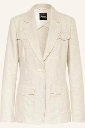 Marc Cain Blezer Z Błyszczącą Przędzą I Dodatkiem Lnu beige
