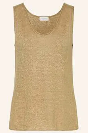DARLING HARBOUR Top Z Dzianiny Z Lnu beige