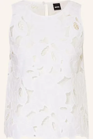 HUGO BOSS Koronkowy Top Berodi weiss