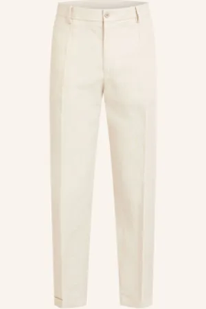 Dolce & Gabbana Chinosy Lniane Slim Fit beige