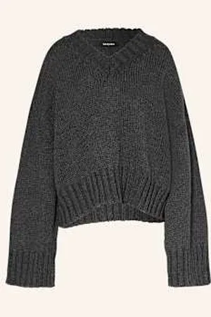 Black Palms Sweter Vee grau