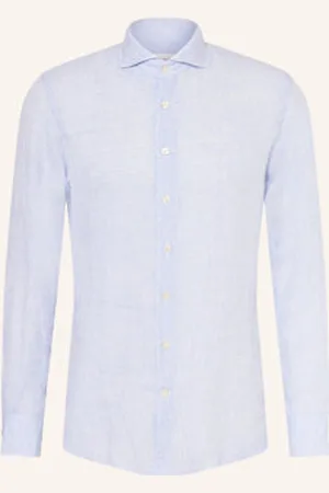 Profuomo Koszula Z Lnu Slim Fit blau