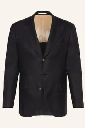 Brunello Cucinelli Lniana Marynarka Extra Slim Fit schwarz