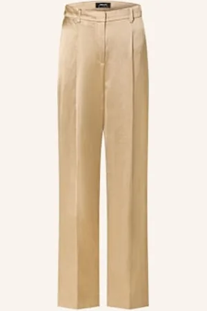 Marc Cain Spodnie Marlena Wichita Z Satyny, Z Dodatkiem Lnu beige