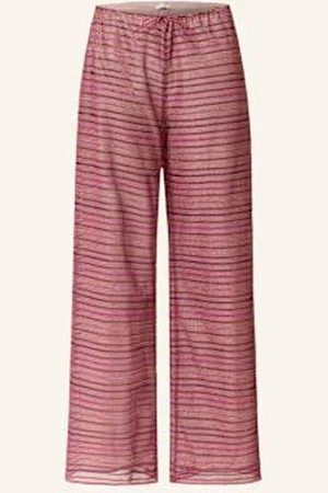 Oseree Spodnie Marlena Shiny Stripes Z Błyszczącą Przędzą rosa