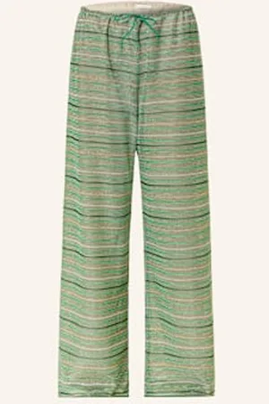 Oseree Spodnie Marlena Shiny Stripes Z Błyszczącą Przędzą gruen