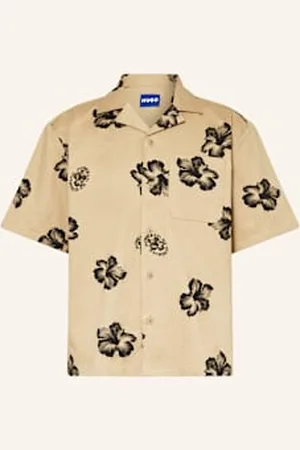 Hugo Blue Koszula Z Klapami Eligino Comfort Fit beige
