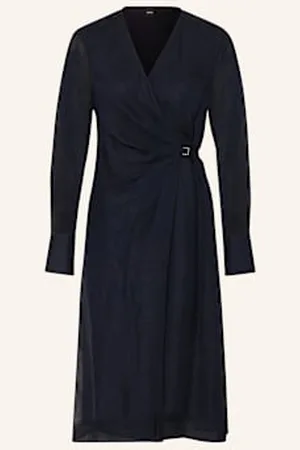 HUGO BOSS Sukienka Kopertowa Dosala Z Lnem blau
