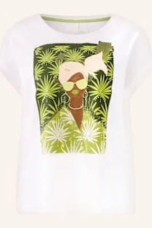 Oui T-Shirt Z Obszyciem Ozdobnymi Kamykami weiss