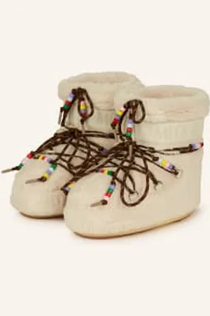 Moon Boot Botki Moon Icon Low Faux Fur Beads beige