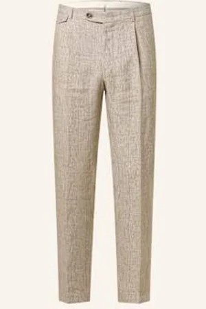 Windsor Spodnie Garniturowe Silvi Extra Slim Fit Z Lnu beige