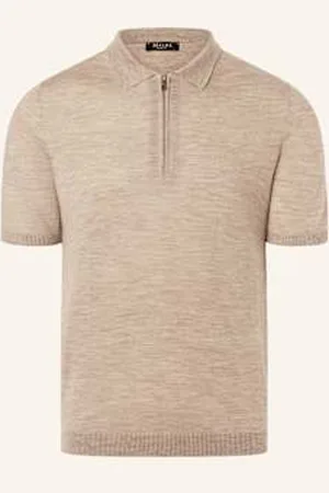Maerz Koszulka Polo Z Dzianiny Z Wełny Merino beige
