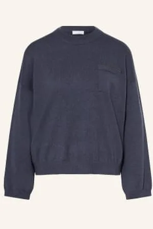 Brunello Cucinelli Sweter Z Kaszmiru Z Ozdobnymi Kamykami blau