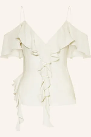 Dorothee Schumacher Top Z Jedwabiu Sheer Twist I Z Wolantami weiss