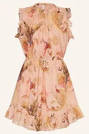 ZIMMERMANN Sukienka Z Falbankami rosa