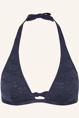 Vilebrequin Góra Od Bikini Wiązana Na Szyi Jacquard Turtle Monogram Fleche blau