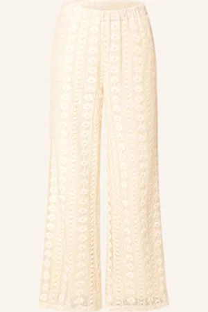 Cartoon Spodnie Marlena Z Koronki beige