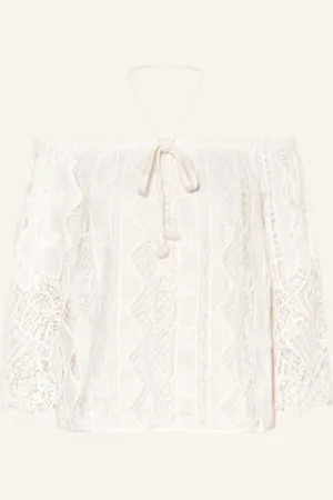 Pinko Bluzka Notorius Blusa Z Dziurkowaną Koronką weiss