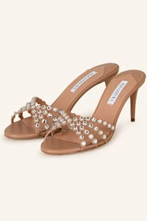 Aquazzura Mules Tequila Z Ozdobnymi Kamykami rosa