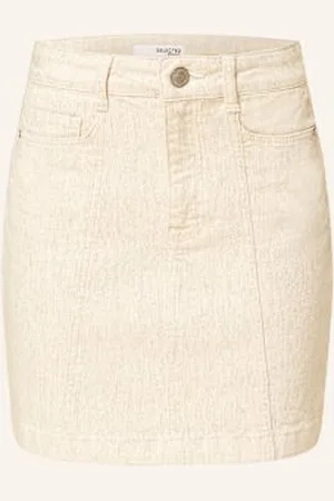 SELECTED Spódnica Jeansowa beige